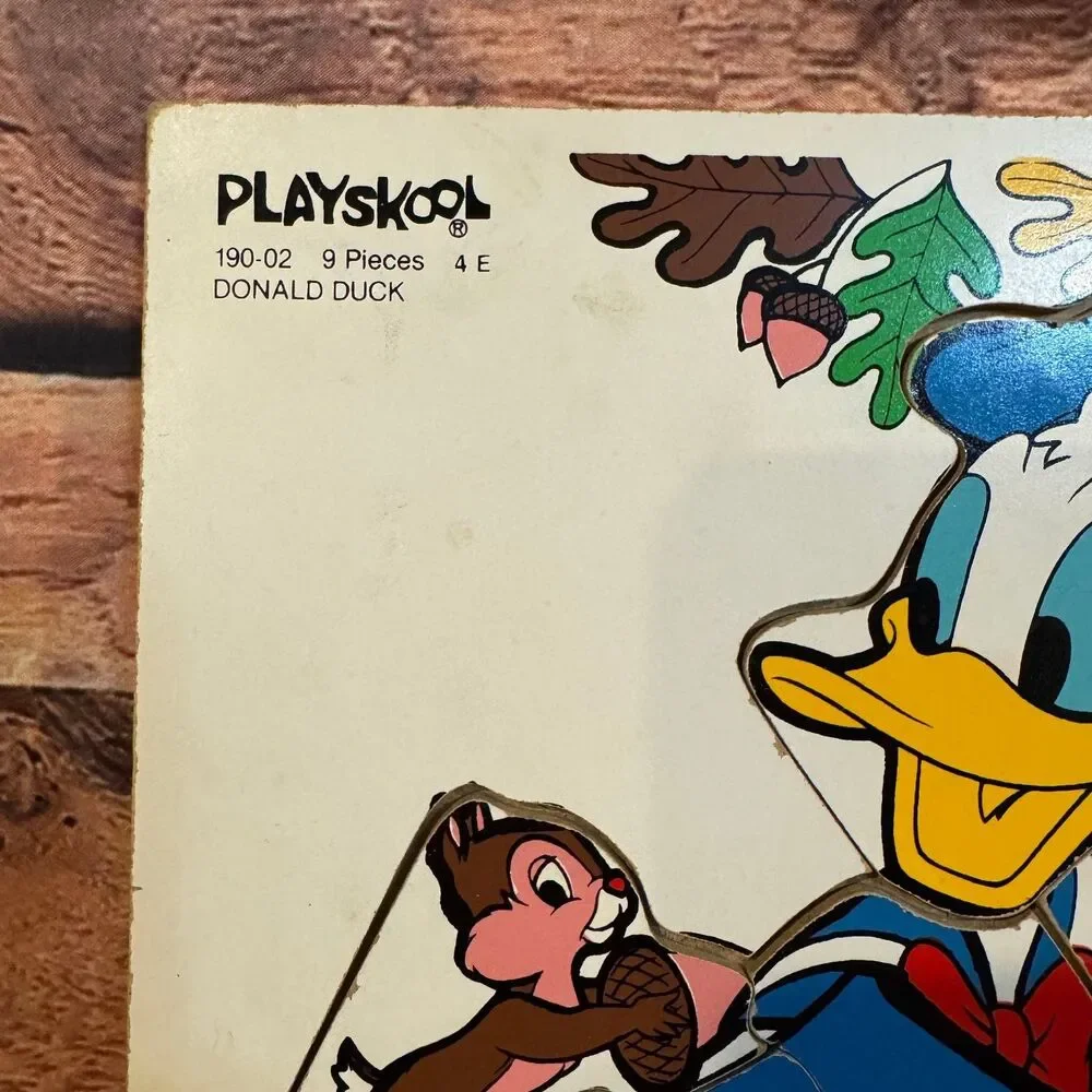 Playskool 190-02 Donald Duck 9-Piece Wooden Puzzle Vintage Disney USA Chip Dale